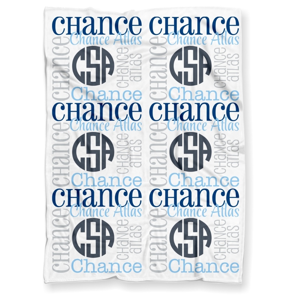 Personalized Circle Monogram Baby Blanket for boys